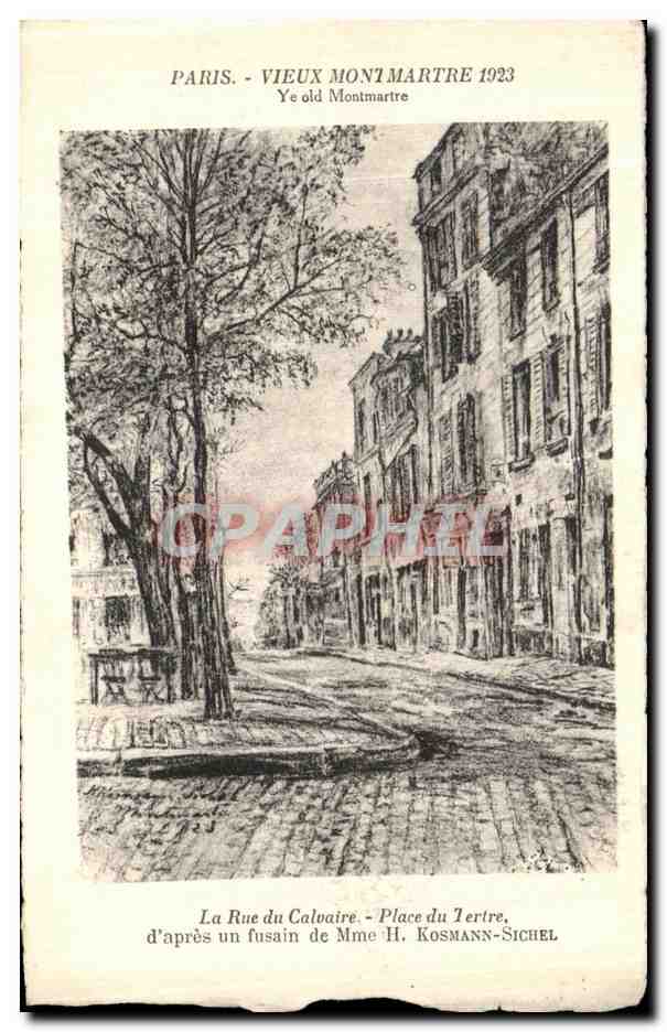 CPA Paris Vieux Montmartre 1923 La Rue du Calvaire Place du Tertre
