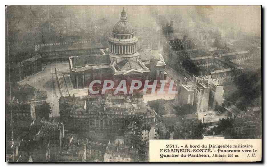 CPA A Bord du Dirigeable Militaire Eclaireur Conte Panorama Vers Le Quartier du Pantheon Zeppelin 