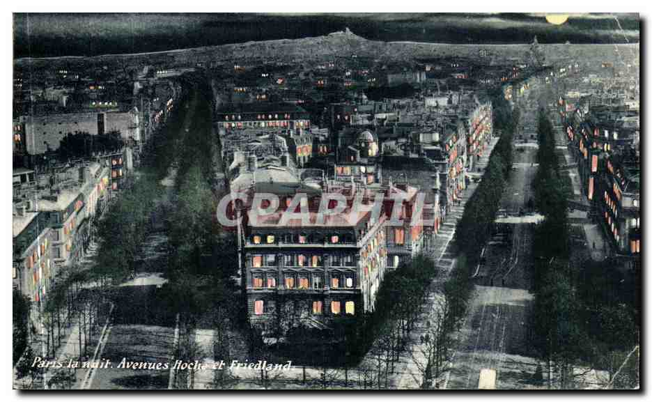 CPA Paris la nuit Avenues Hoche et Friedland