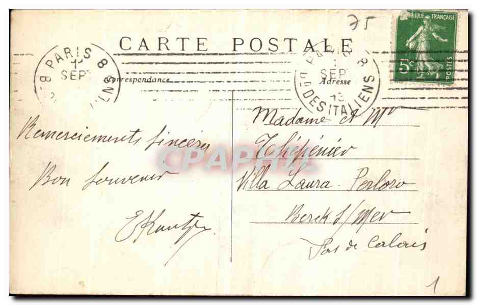 CPA Paris La rue de Castiglione — Rückseite