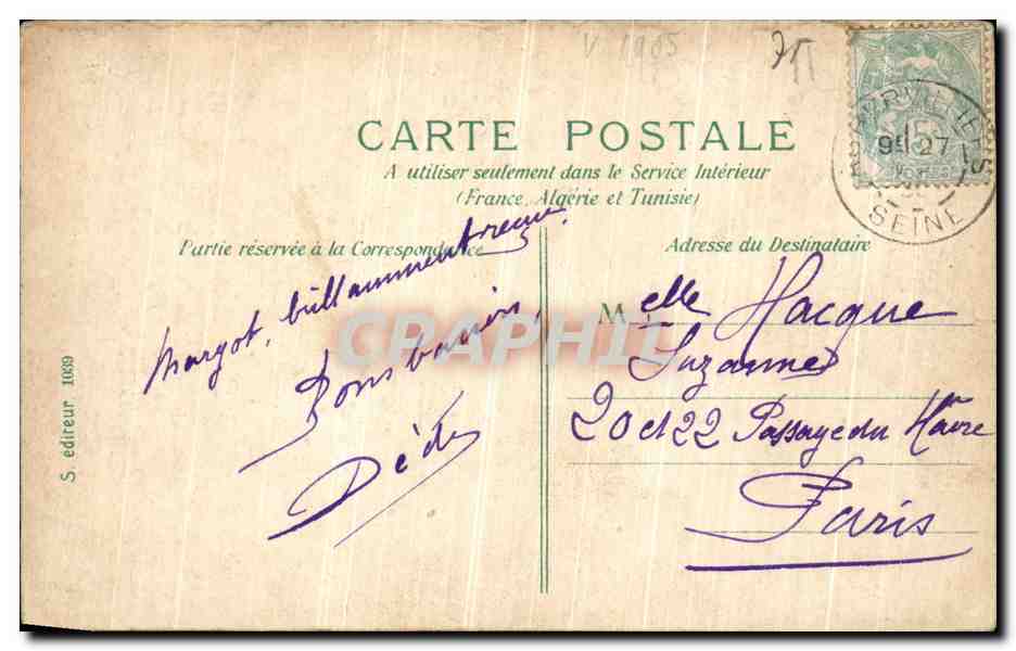 CPA Nice La Bourse — Rückseite