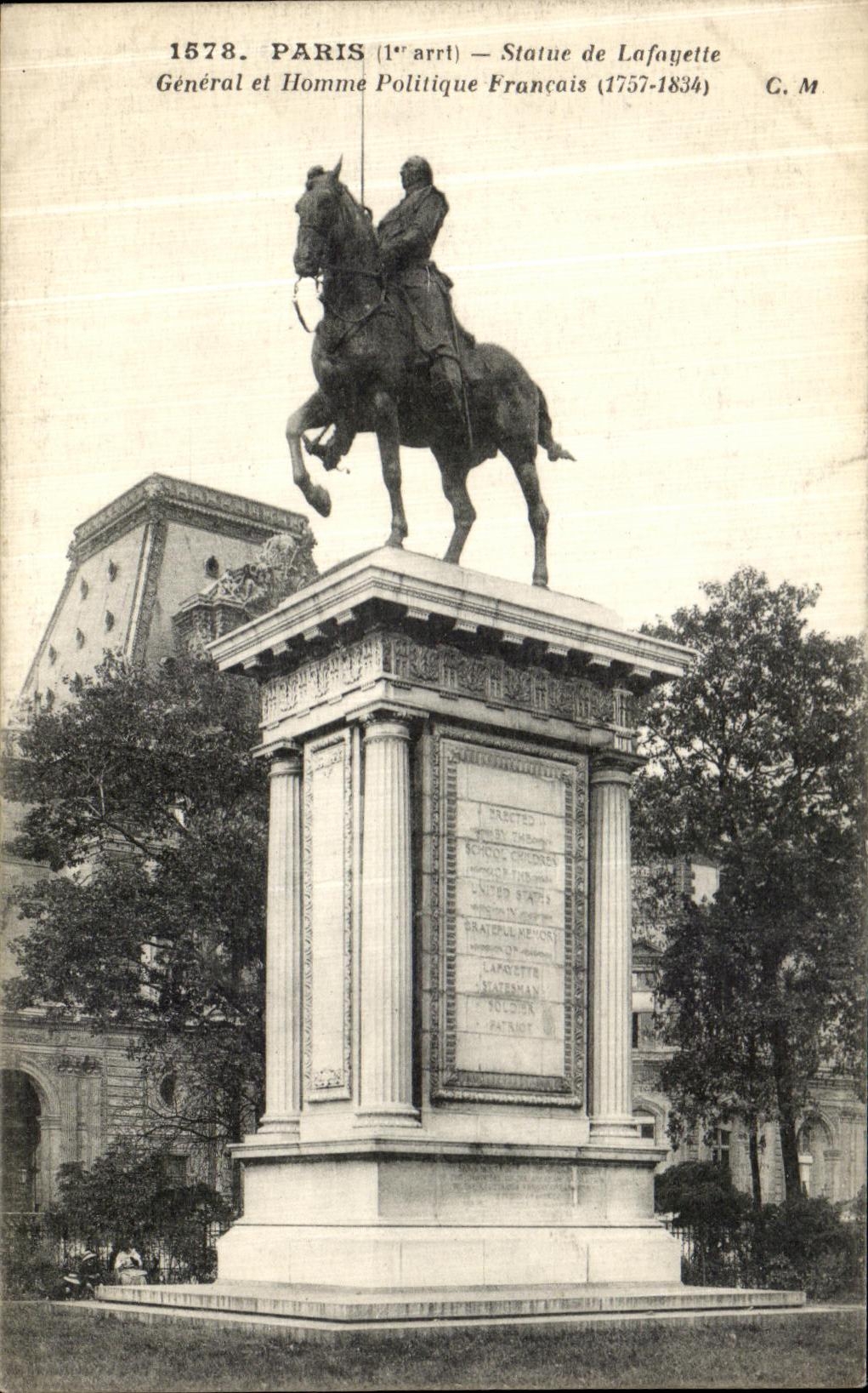 CPA Paris Statue de Lafayette general et Homme Politique francais