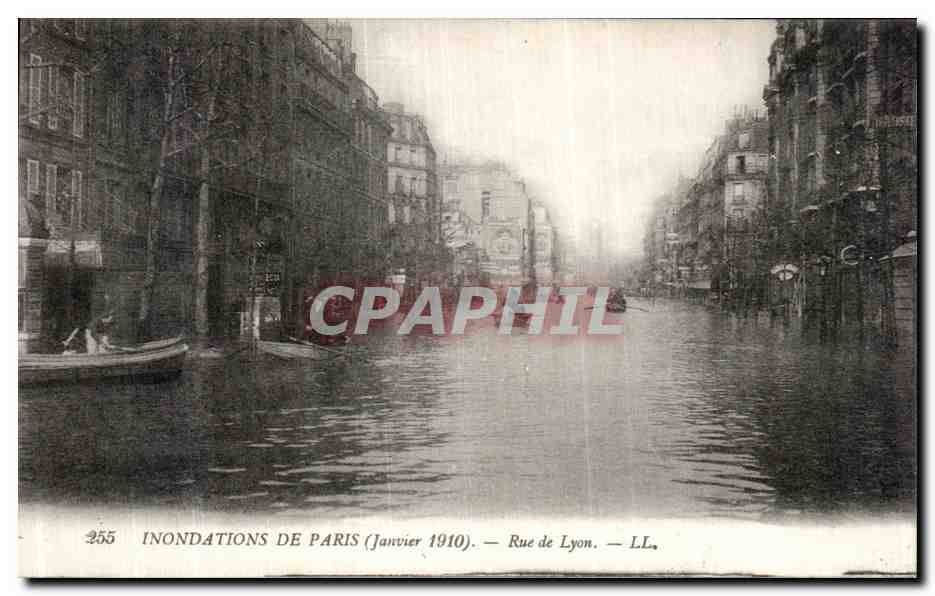CPA Inondations De Paris Rue de Lyon Janvier 1910