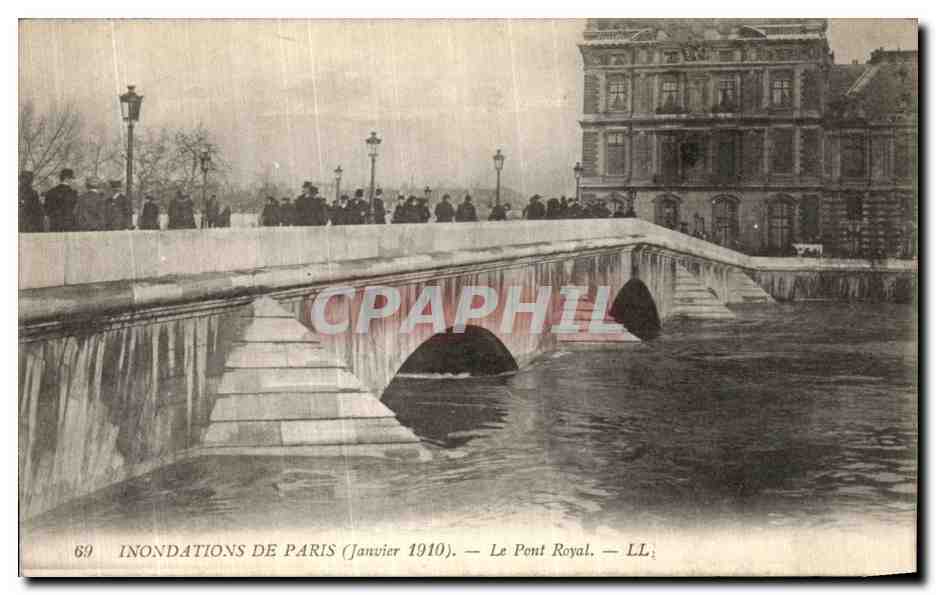 Inondations de Paris (Janvier 1910) — Le Pont Royal — LL