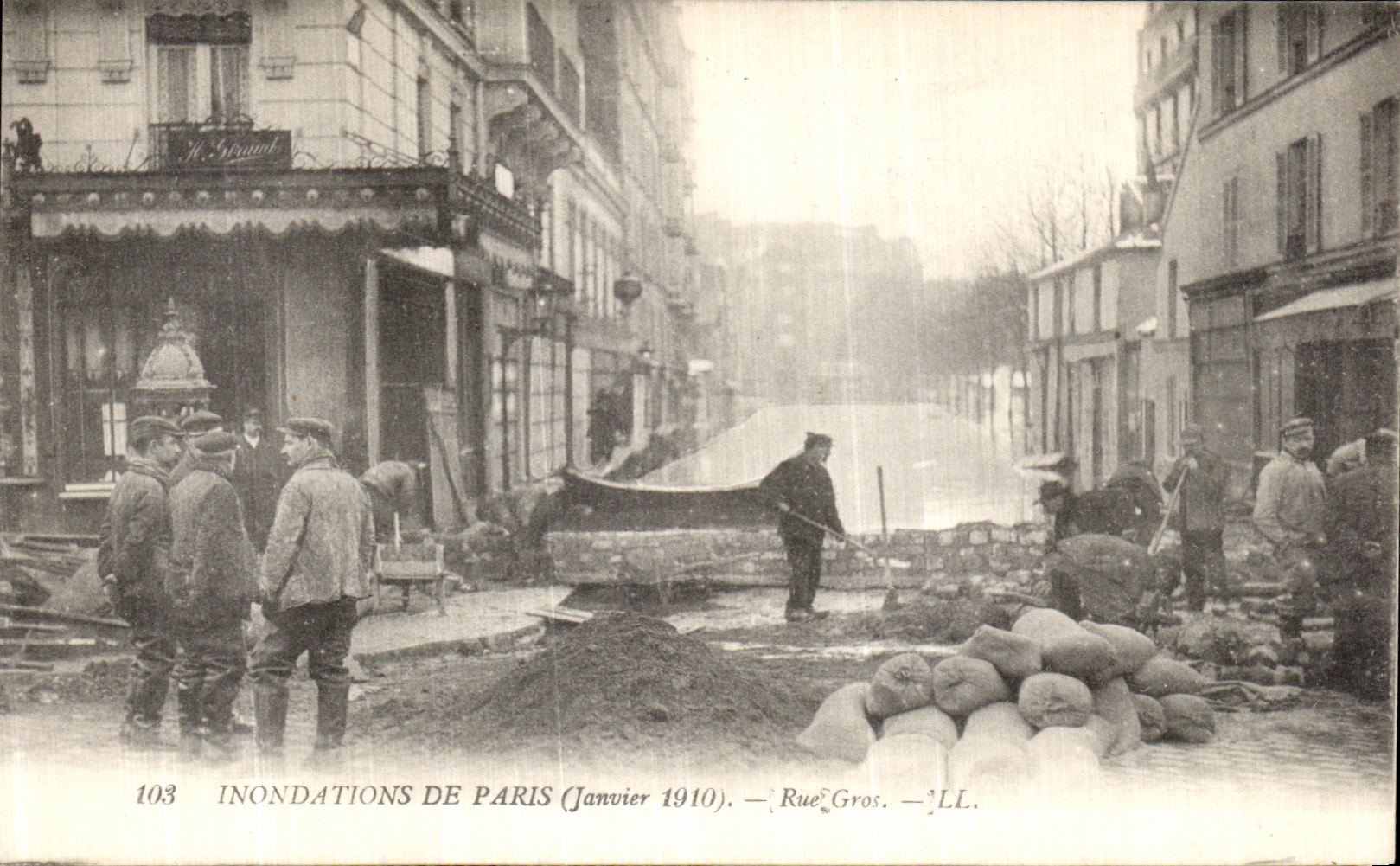 Inondations de Paris (Janvier 1910) — Rue Gros — LL.