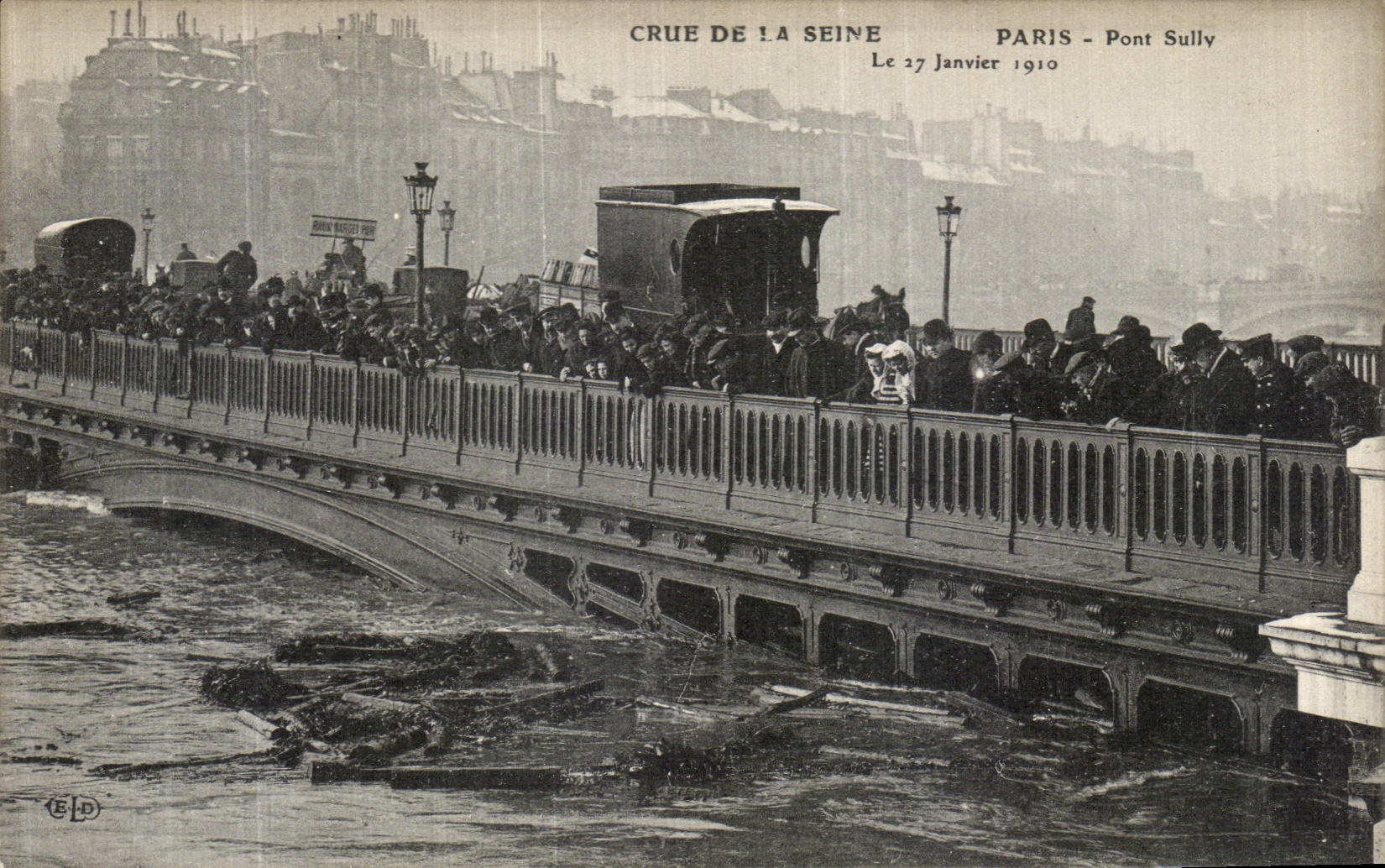 CPA Crue de La Seine Paris Pont Sully 27 janvier 1910