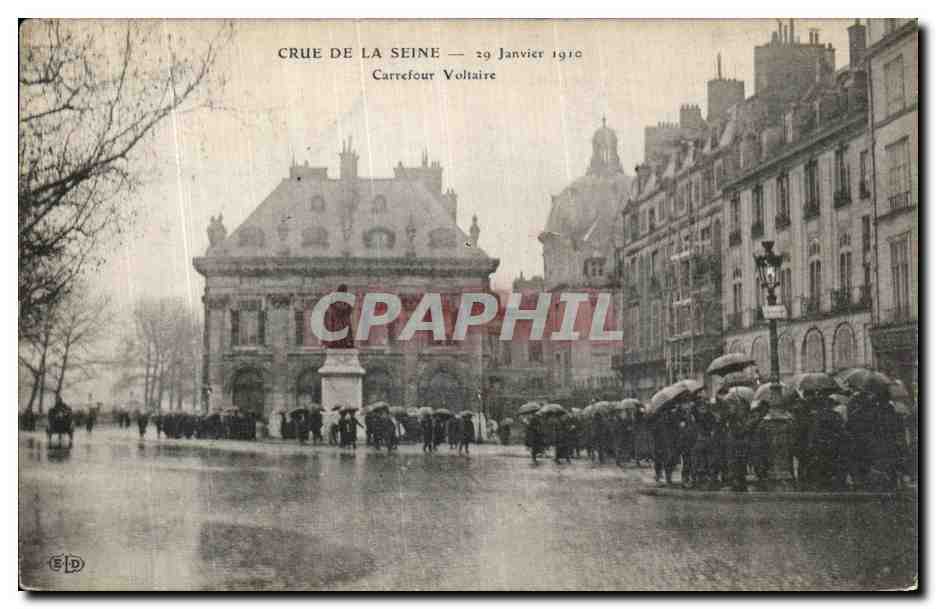 CPA Crue De La Seine Janvier Carrefour Voltaire