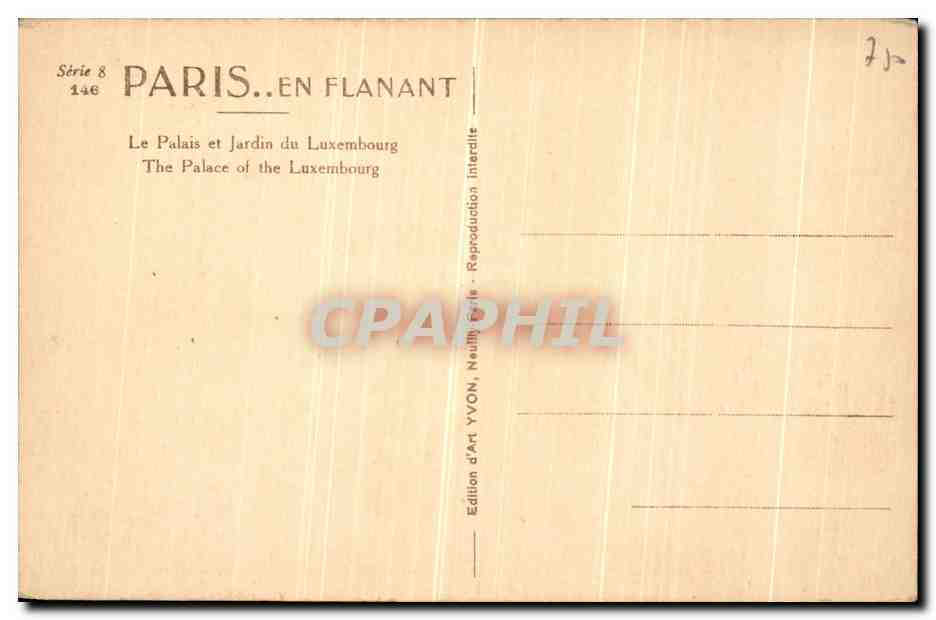 CPA Paris En Flanant Palais et jardin du Luxembourg — Verso
