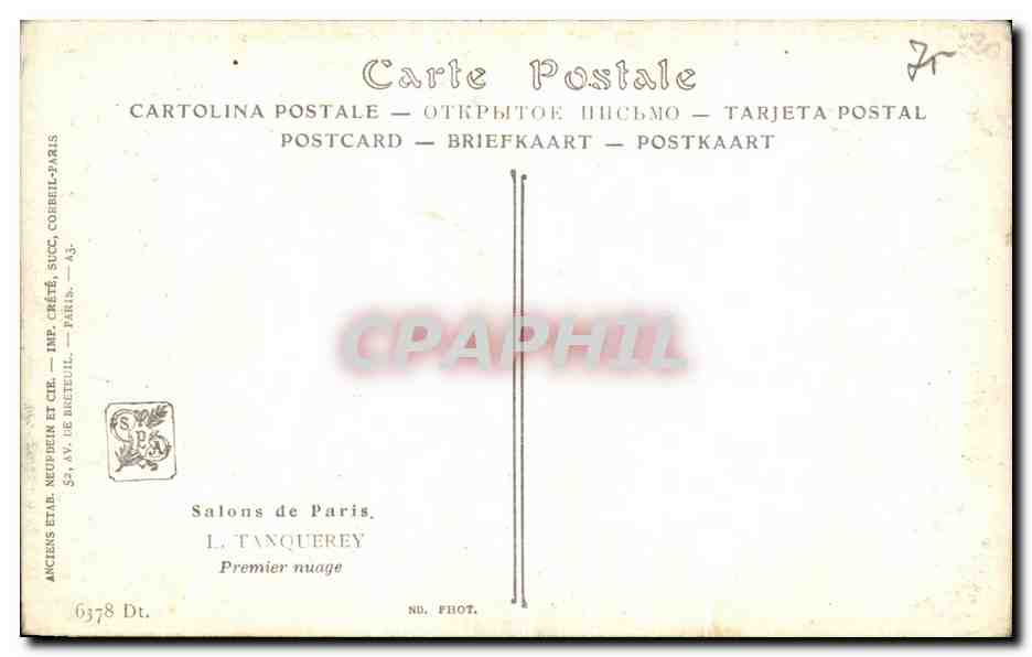 CPA Salons de Paris L Tanquerey Premier Nuage — Verso