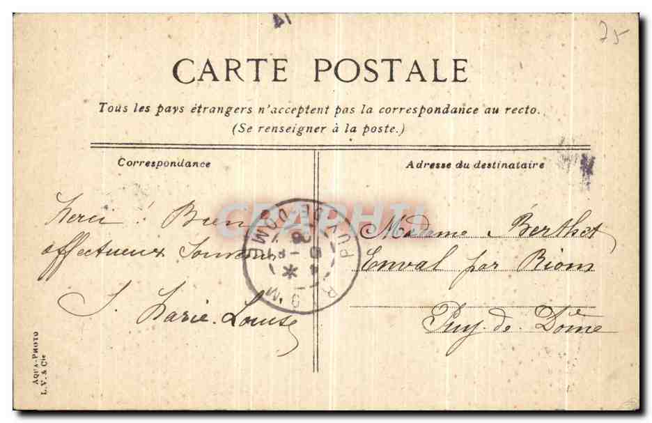 CPA Bois De Boulogne La Grande Cascade — Verso
