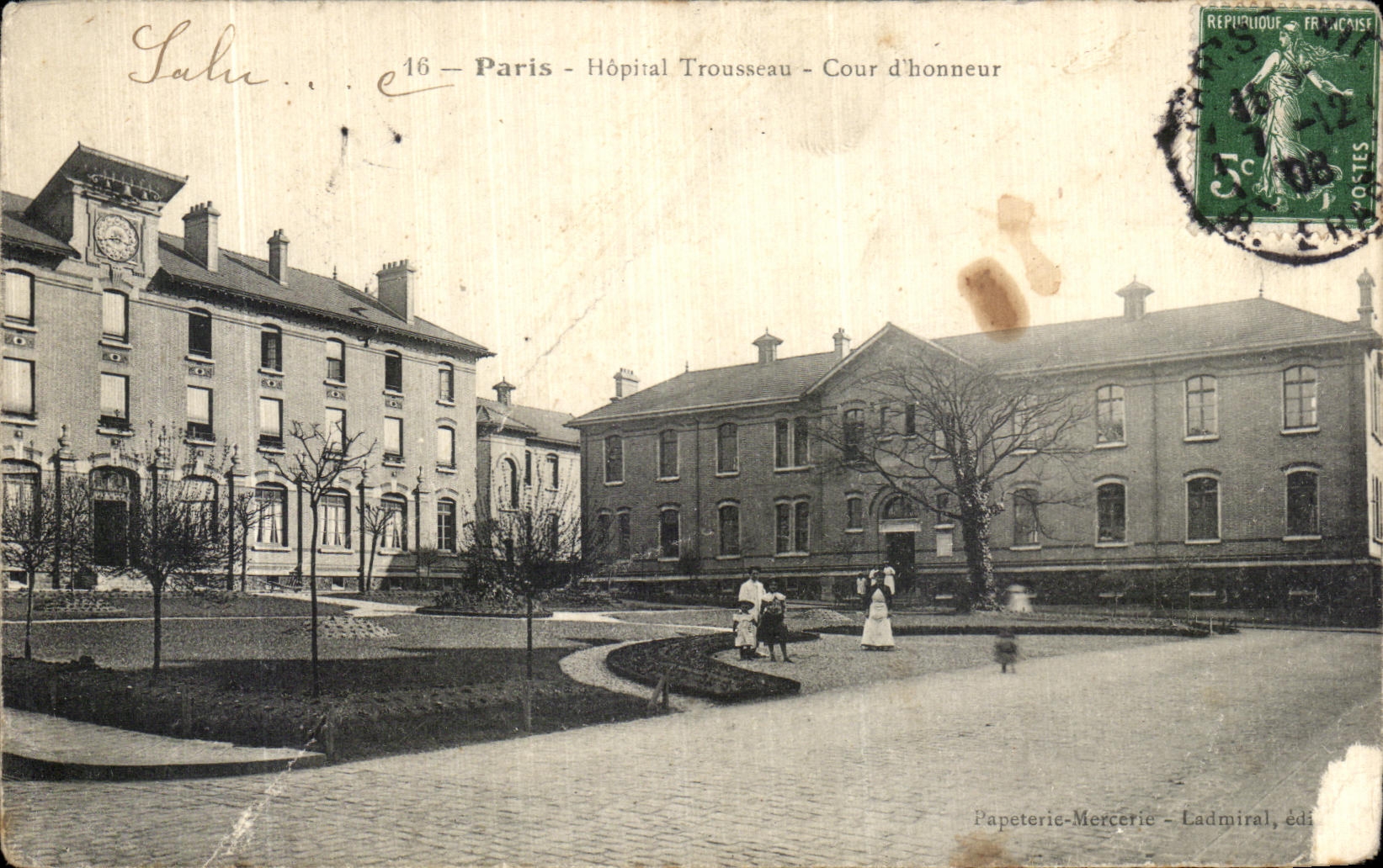 CPA Paris Hopital Trousseau Cour d Honneur
