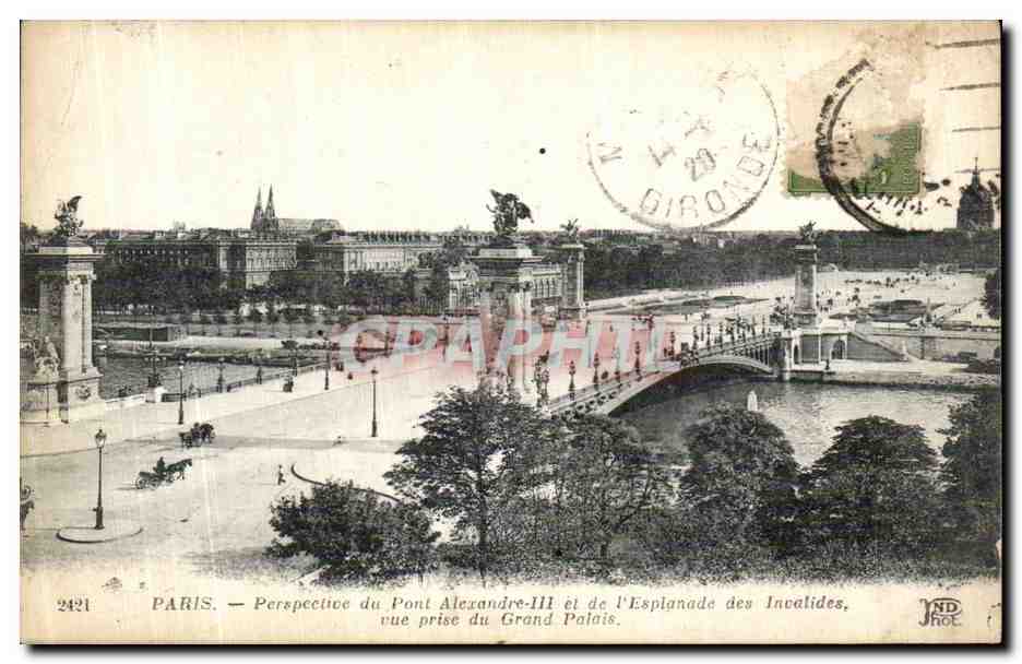 PARIS — Perspective du Pont Alexandre-III et de l'Esplanade des Invalides, vue prise du Grand Palais — JND Phot.