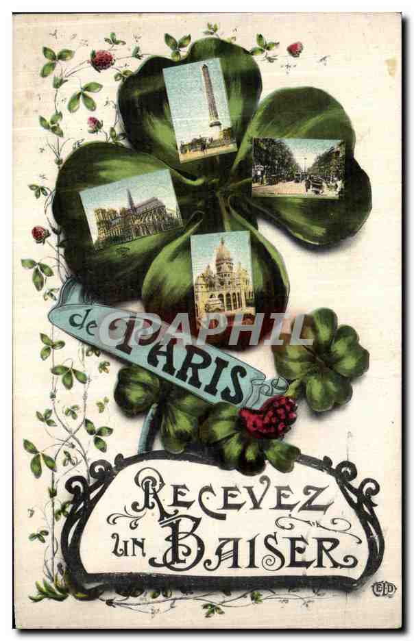 CPA Paris Recevez un Baiser Trefle Sacre Coeur 