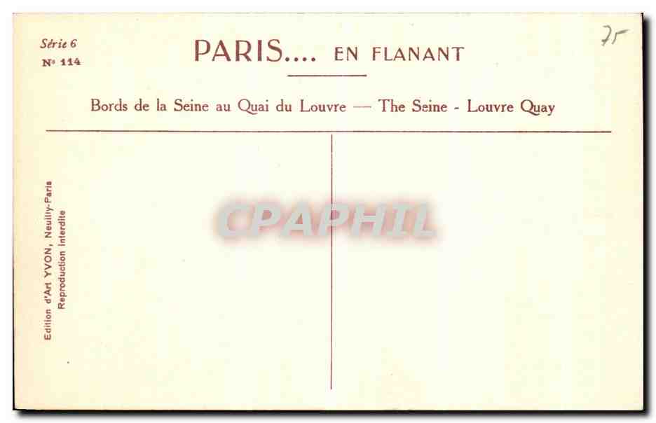 CPA Paris Bords de la Seine au Quai du Louvre Peniches  — Rückseite