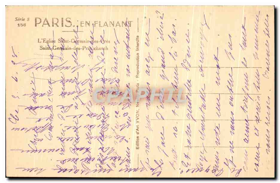 CPA Paris L Eglise Saint Germain les Pres — Verso