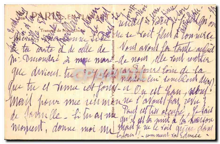 CPA Paris Transept Notre Dame — Verso