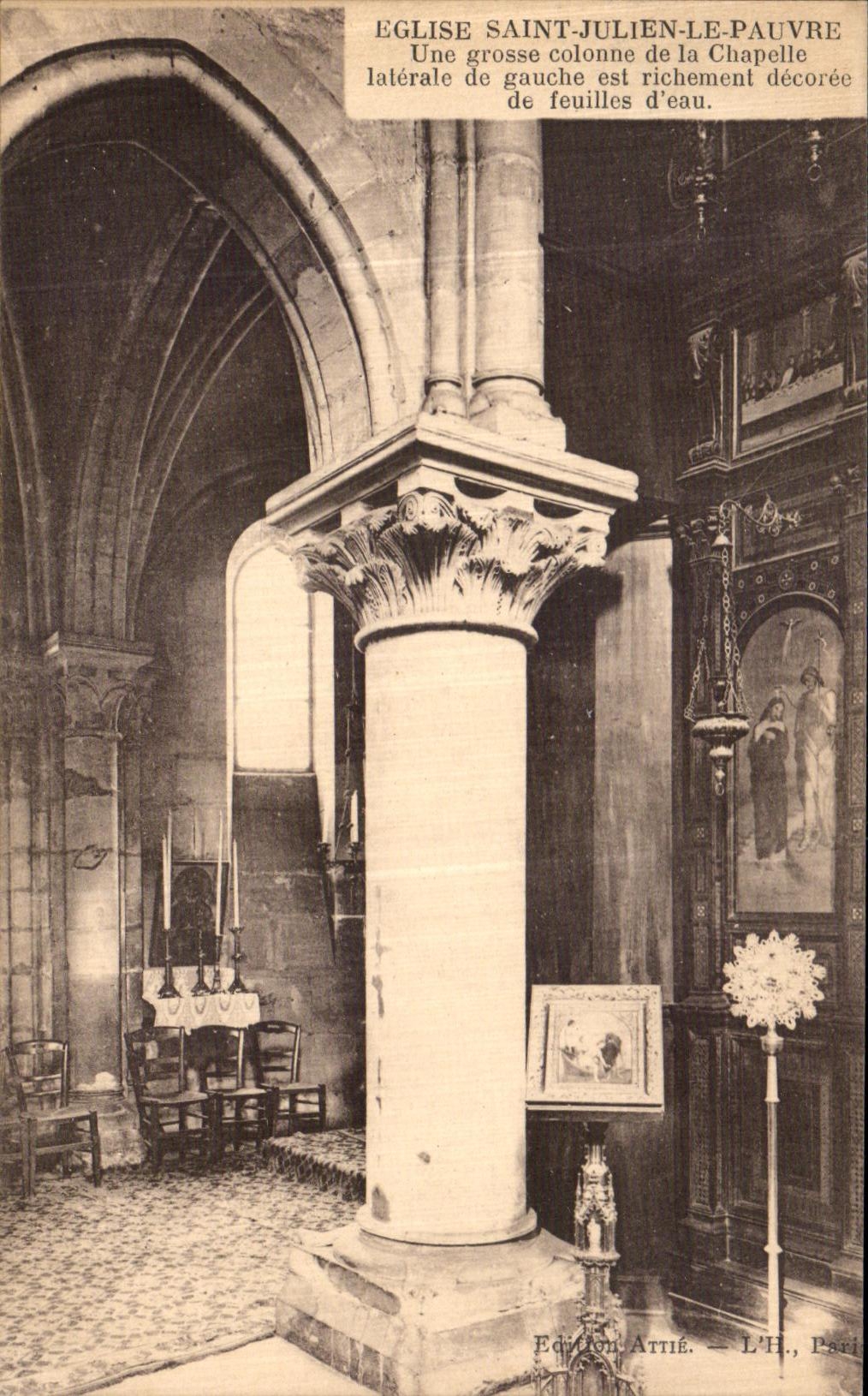 CPA Eglise Saint Julien Le Pauvre Une Grosse Colonne de la Chapelle 