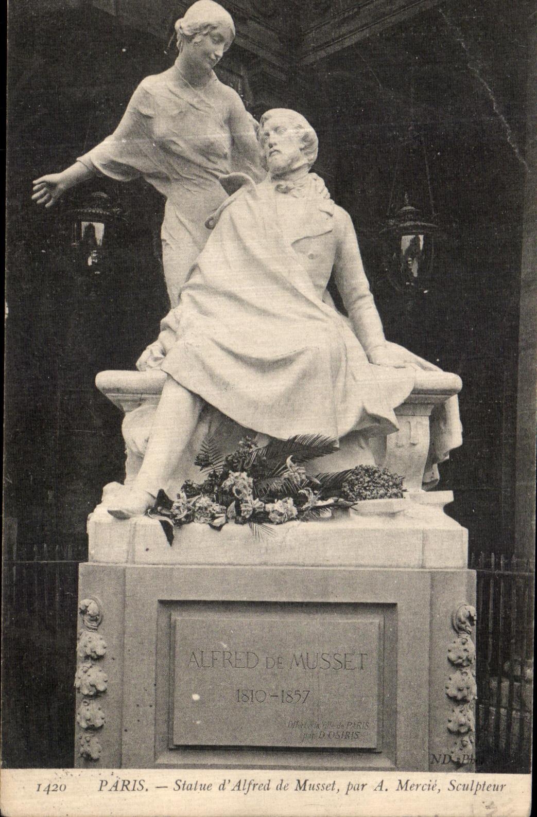 CPA Paris Statue d Alfred de Musset Par Mercie 