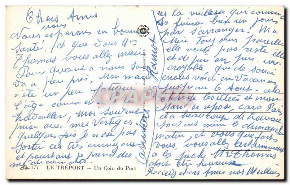 CPA Le Treport Un Coin du Port Bateau — Rückseite