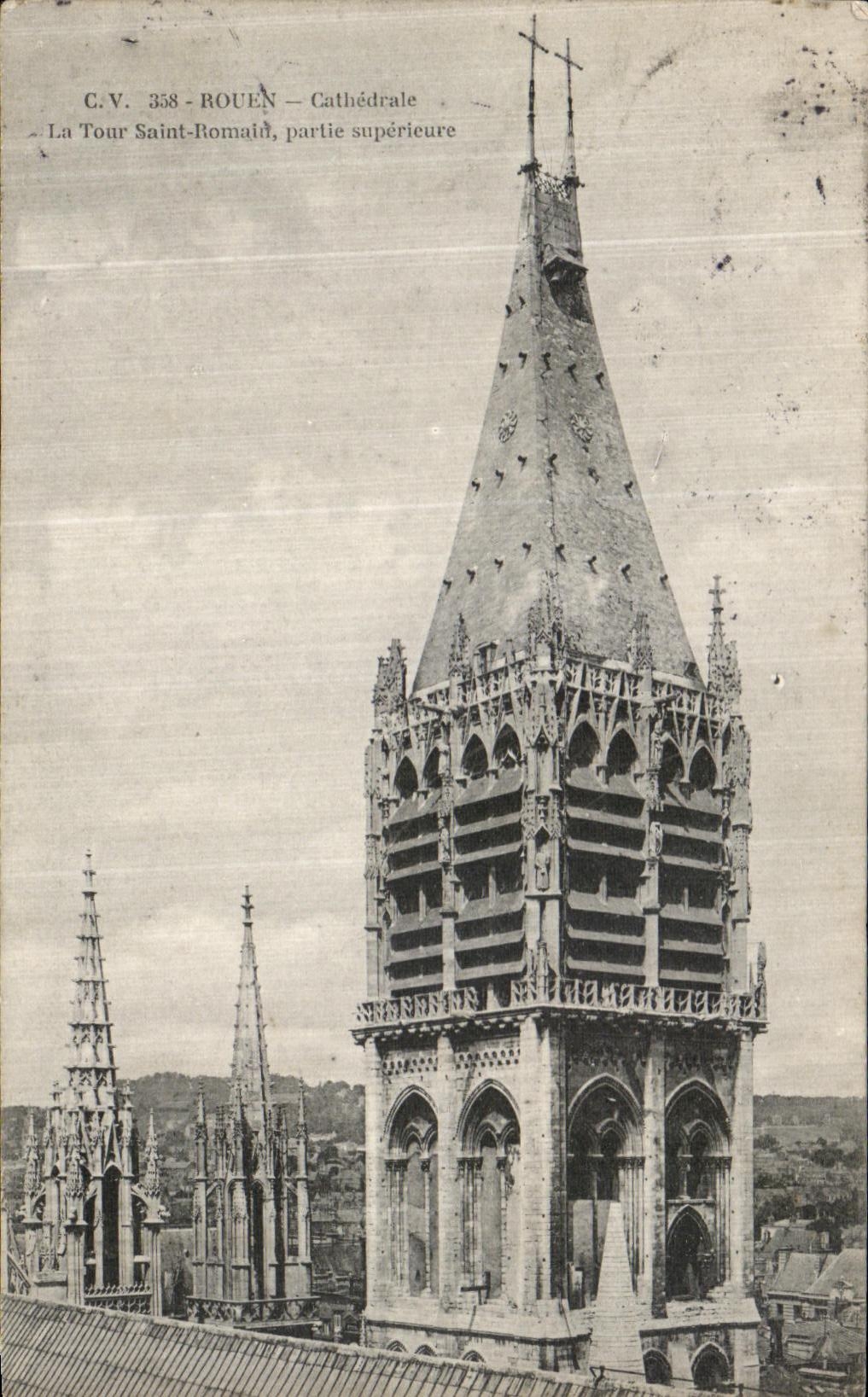 CPA Rouen Cathedrale La Tour Saint Romain Partie Superieure 