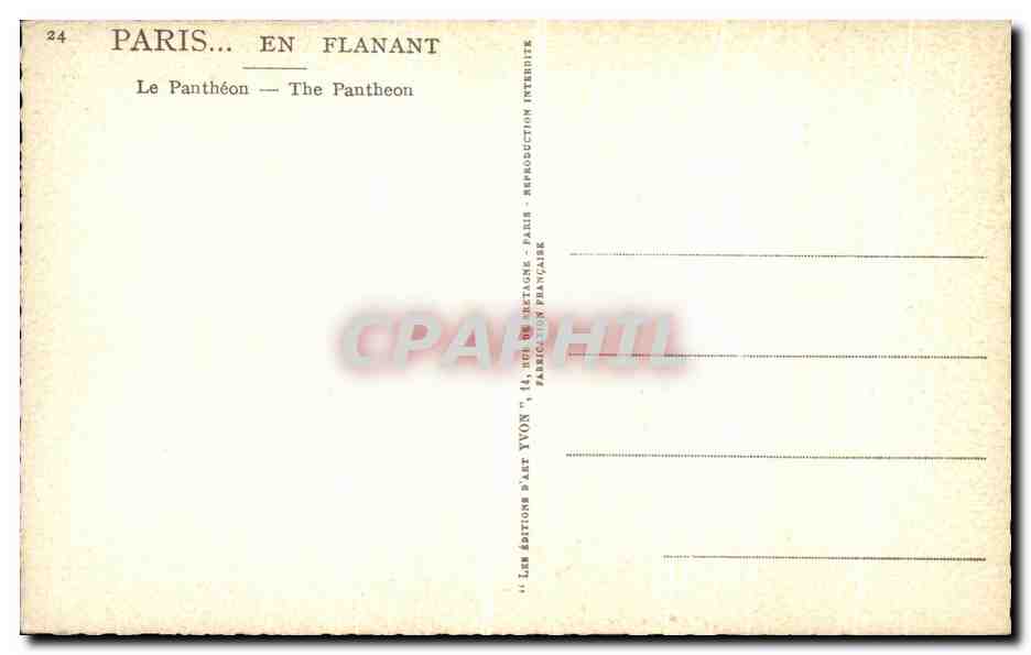 CPA Paris En Flanant Le Pantheon  — Rückseite