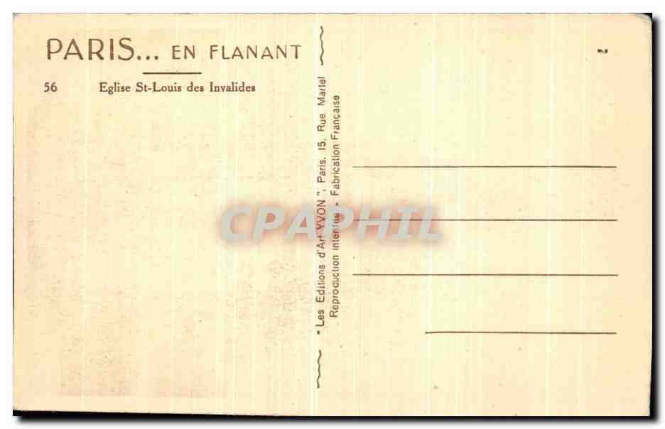 CPA Paris Eglise St Louis des Invalides — Verso