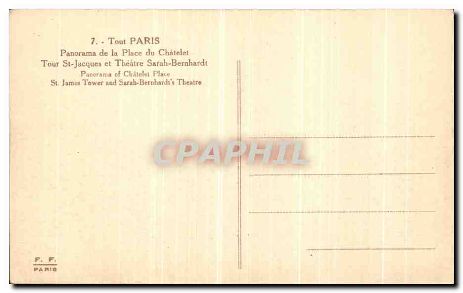 CPA Paris Tout Panorama de la Place du Chateau Tour St Jacques — Verso