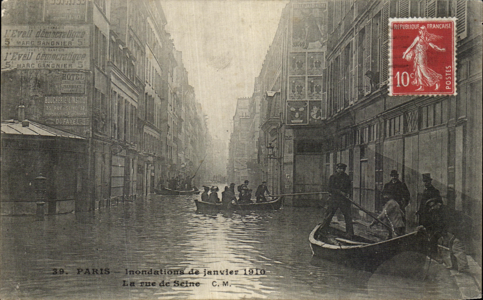 Paris — Inondations de janvier 1910 — La rue de Seine — C.M.