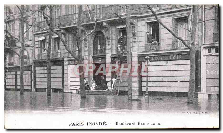 CPA Paris Inonde Boulevard Haussmann Publicite Lait d Appenzell