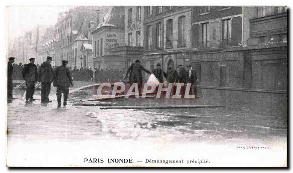 CPA Paris Inonde Demenagment Precipite Publicite Lait d Appenzell