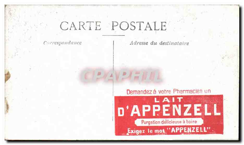 CPA Paris Inonde Demenagment Precipite Publicite Lait d Appenzell — Rückseite