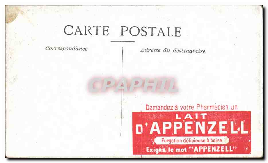 CPA Paris Inonde Appel au Passeur Publicite Lait d Appenzell — Rückseite