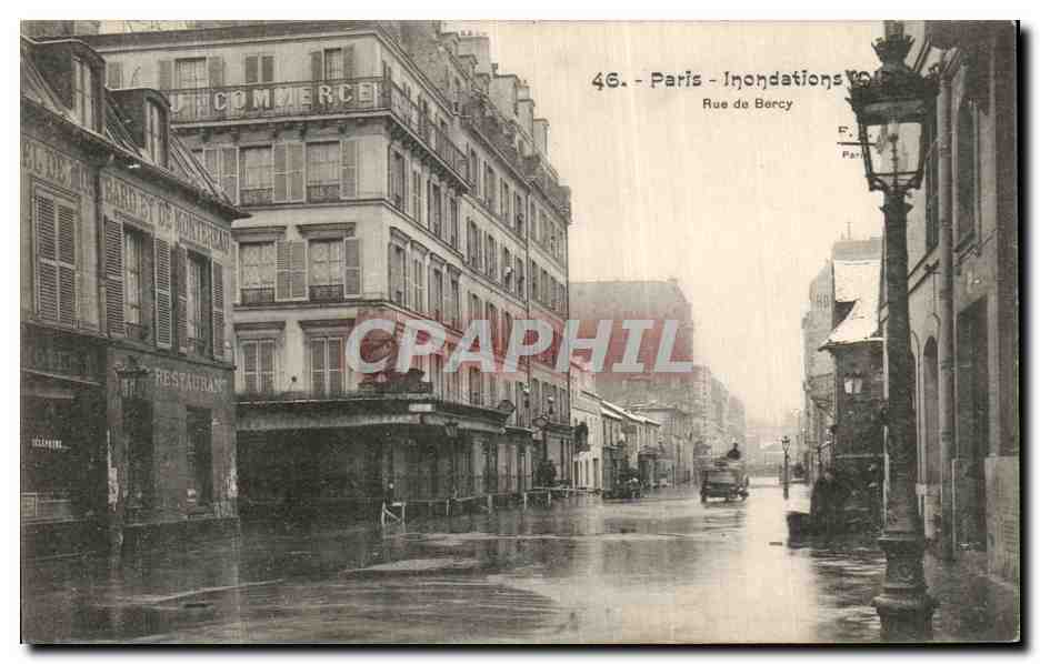 CPA Paris Inondations Rue de Bercy