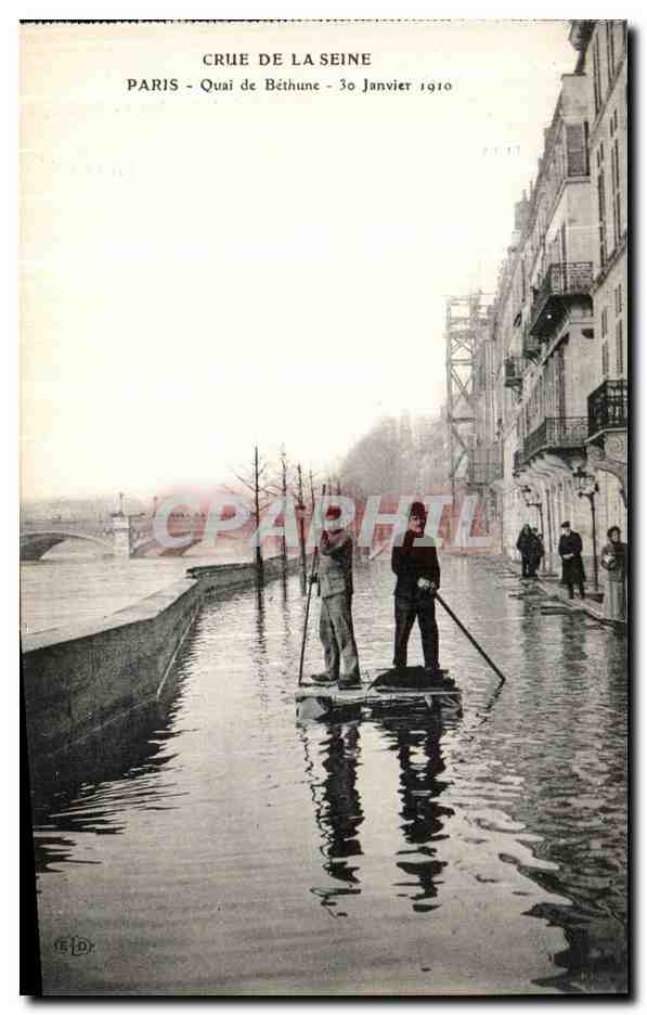 Crue de la Seine — Paris - Quai de Béthune - 30 Janvier 1910 — Éditeur E. D.