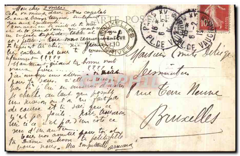 Überschwemmung der Seine — Rue Git-le-Cœur, Paris — 30. Januar 1910 — Verlag Armand — Rückseite