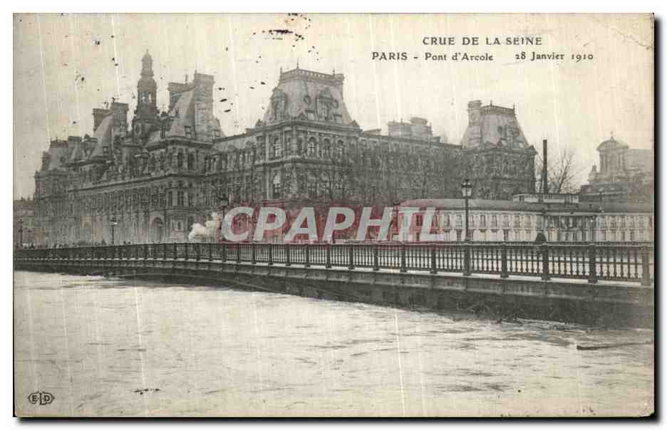 CPA Paris Crue De la Seine Pont d Arcole