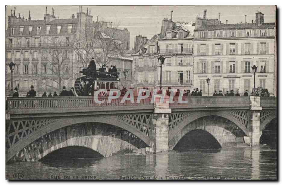 CPA Paris Crue De la Seine Le Square du pont Royal