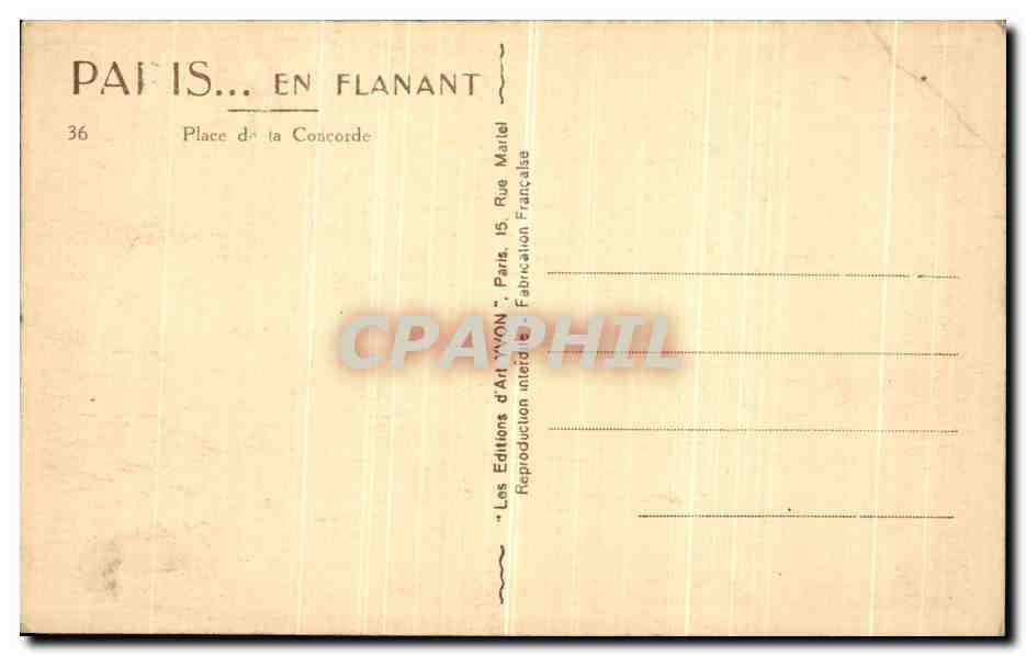 CPA Paris En Flanant Place de la Cascade  — Rückseite