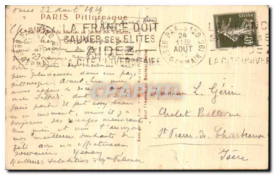 CPA Paris Le pavillon de Marsan au jardin des Tuileries — Reverso
