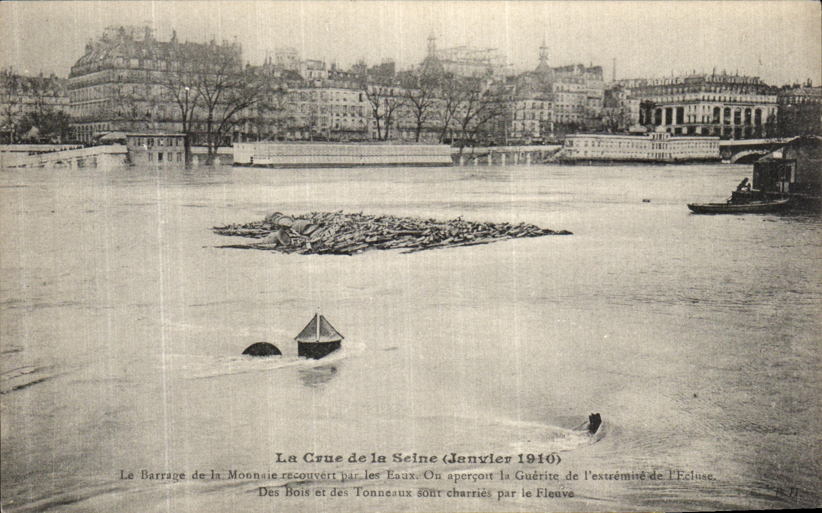 CPA La Crue de la Seine La barrage de la monnaie recouvert par les eaux 