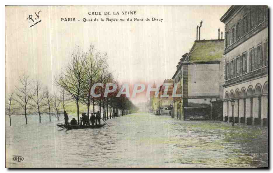 Crue de la Seine — Paris - Quai de la Rapée vu du Pont de Bercy — Éditeur E.D.
