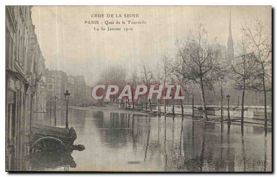CPA Crue de la Seine Paris Quai de la Tournelle Le 30 Janvier 1910 Notre Dame