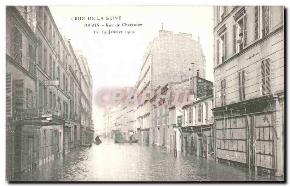 Überschwemmung der Seine — Paris, Rue de Charenton, 29. Januar 1910 — Coffeen
