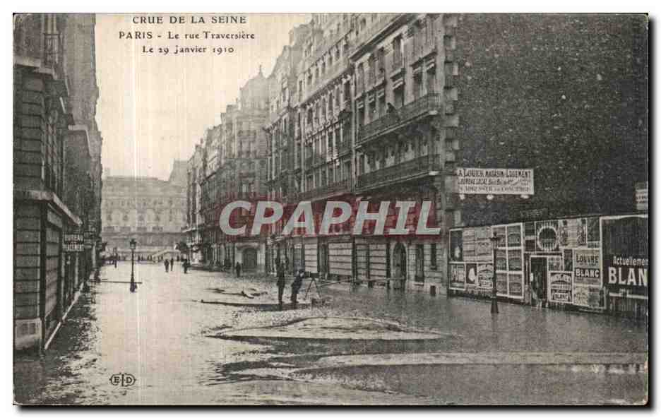 CPA Crue de la Seine Paris Le Rue Traversiere