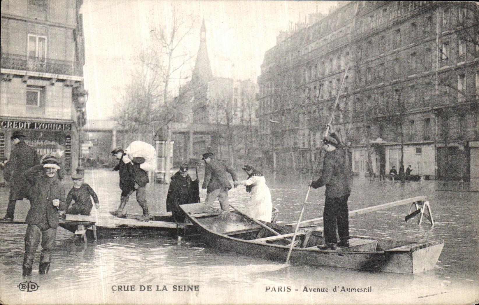 Flut der Seine — Paris - Avenue d'Aumèsril — Verlag ELD