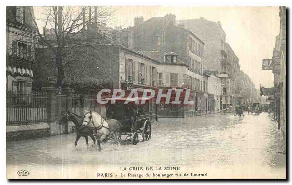 La Crue de la Seine — Paris, Passage du boulanger rue de Lourmel — Éditeur ELD