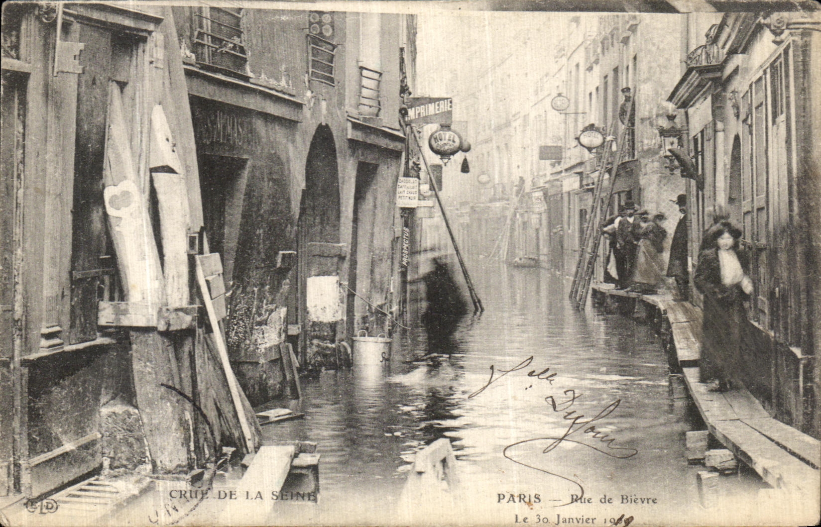 Crue de la Seine — Rue de Bièvre — Paris — Éditeur C.D. n° 144