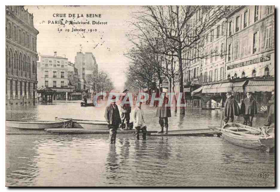 CPA La Crue De La Seine Paris Boulevard Diderot 