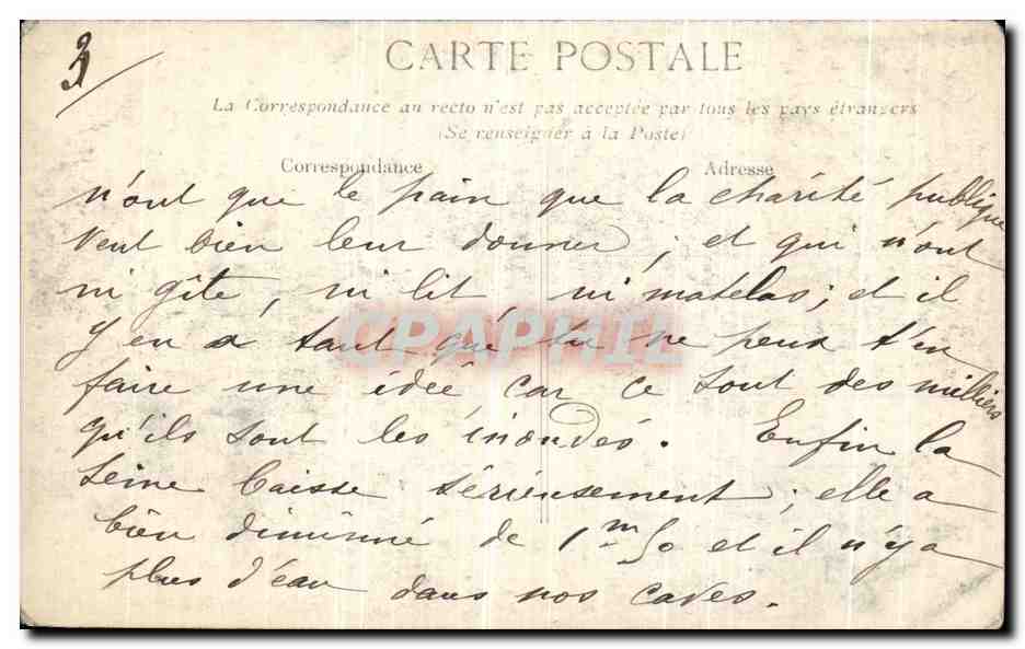 CPA La Crue De La Seine Paris Porte de la Gare et Quai d lvry  — Rückseite