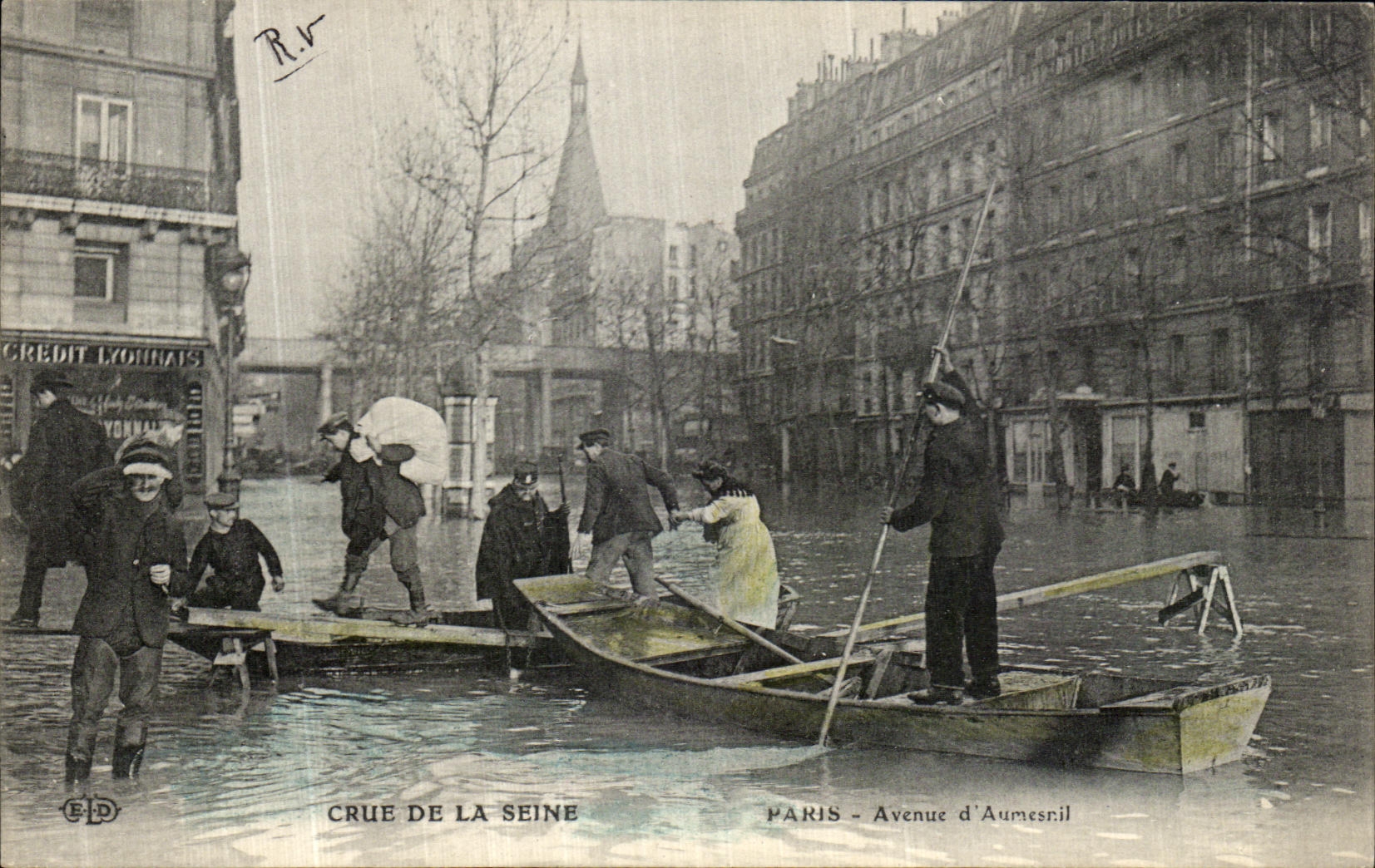 Überschwemmung der Seine — Paris - Avenue d'Aumesnil — Verleger E.P.D.